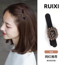 秋冬高端丝绒水钻刘海碎发一字发夹女气质前额侧边夹鸭嘴夹子头饰