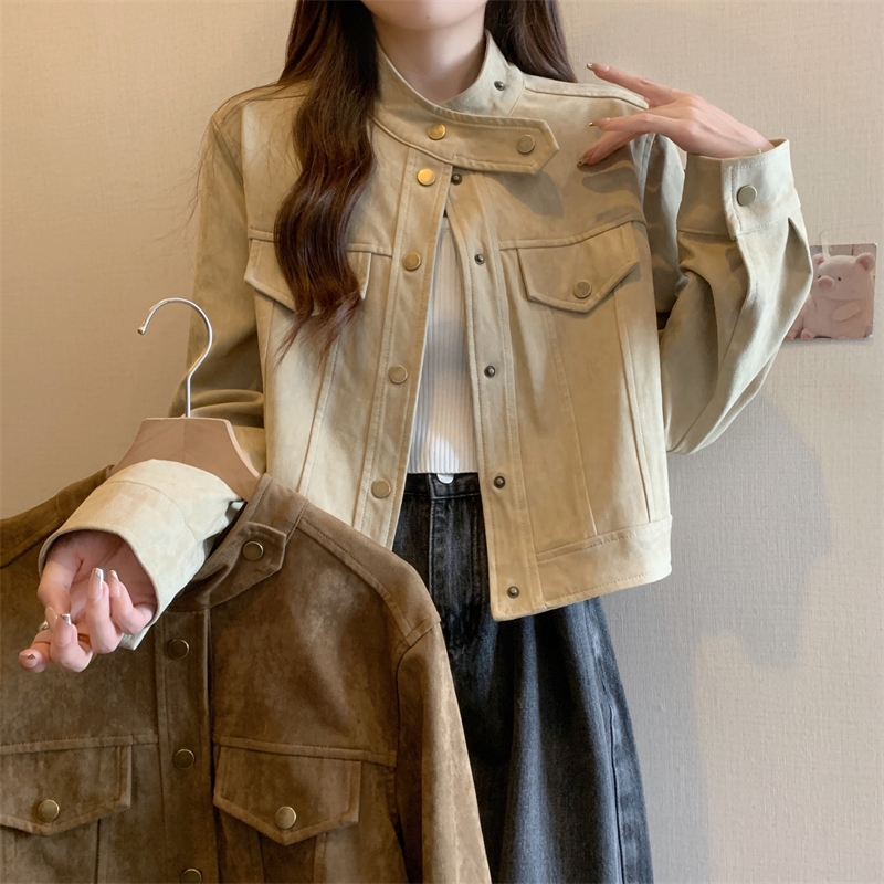 少女凯拉大码女装2024秋季新款洋气百搭美拉德风宽松休闲夹克外套