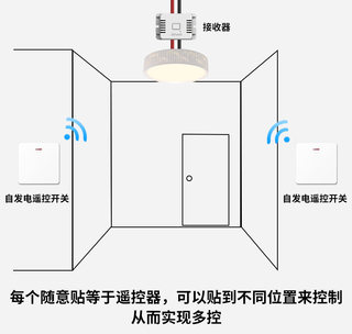 海得曼无线遥控开关面板免布线220v智能家用控制电灯头双控随意贴