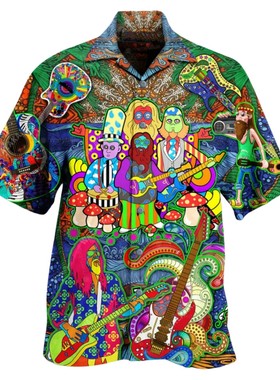 Men's printed casual long sleeved shirt男士印花休闲长袖衬衫