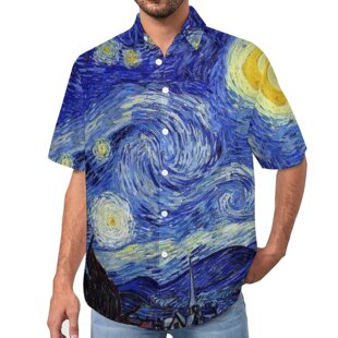 Short Sleeve Polo Starry 翻领衬衫 Printed Shirt印花短袖 男 Sky