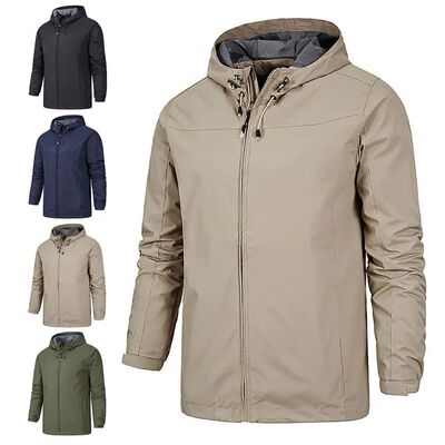 男士纯色连帽户外冲锋衣外套