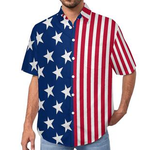 shirt男装 Men 拼接印花系扣翻领衬衣 lapel printed patchwork