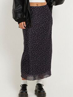 Printed elastic high waisted skirt网纱印花松紧高腰包臀半身裙