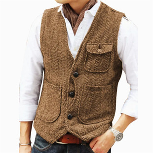 suit floral vest男装 商务复古粗花正装 马甲 Vintage 西装 coarse