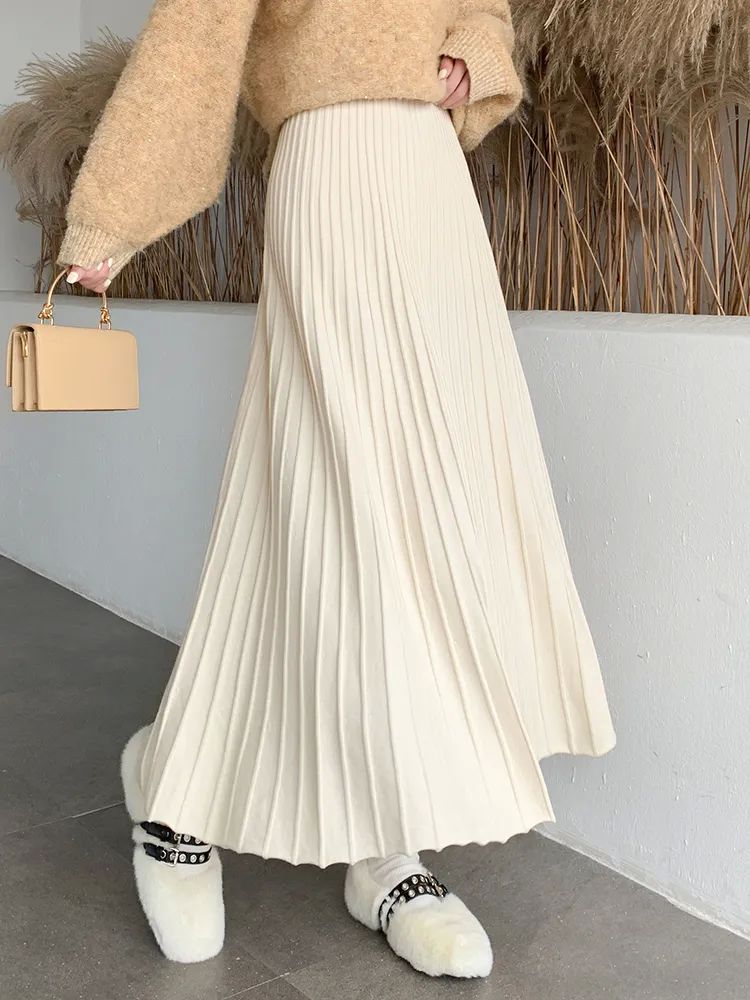 Mid length solid color half length skirt中长款纯色半身长裙女