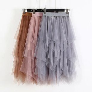 fluffy Women mesh irregular skirt女士不规则网纱蓬蓬半身裙