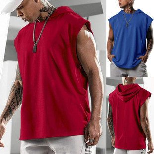 Men's Sports Hooded Vest 欧美风休闲夏季男士运动无袖连帽背心