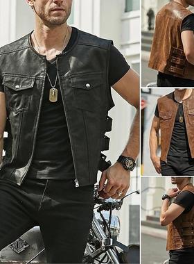 Single breasted jacket vest纯色圆领休闲单排扣外套马甲背心男