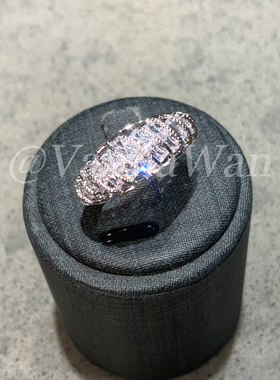 VanWan 闪钻牛角包.立体格纹闪钻戒指