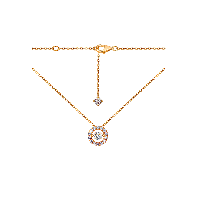 莫桑钻香槟金白金项链