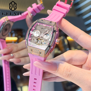 新年礼物格拉图名牌正品牌时尚冰莓粉女生手表女士机械表镶钻女款