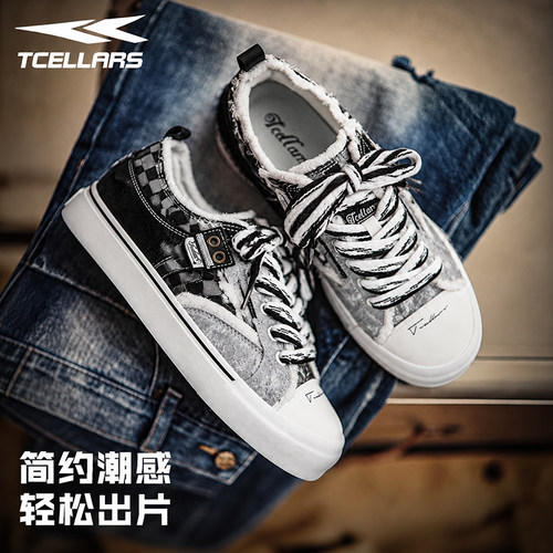 TCELLARS复古牛仔增高男板鞋
