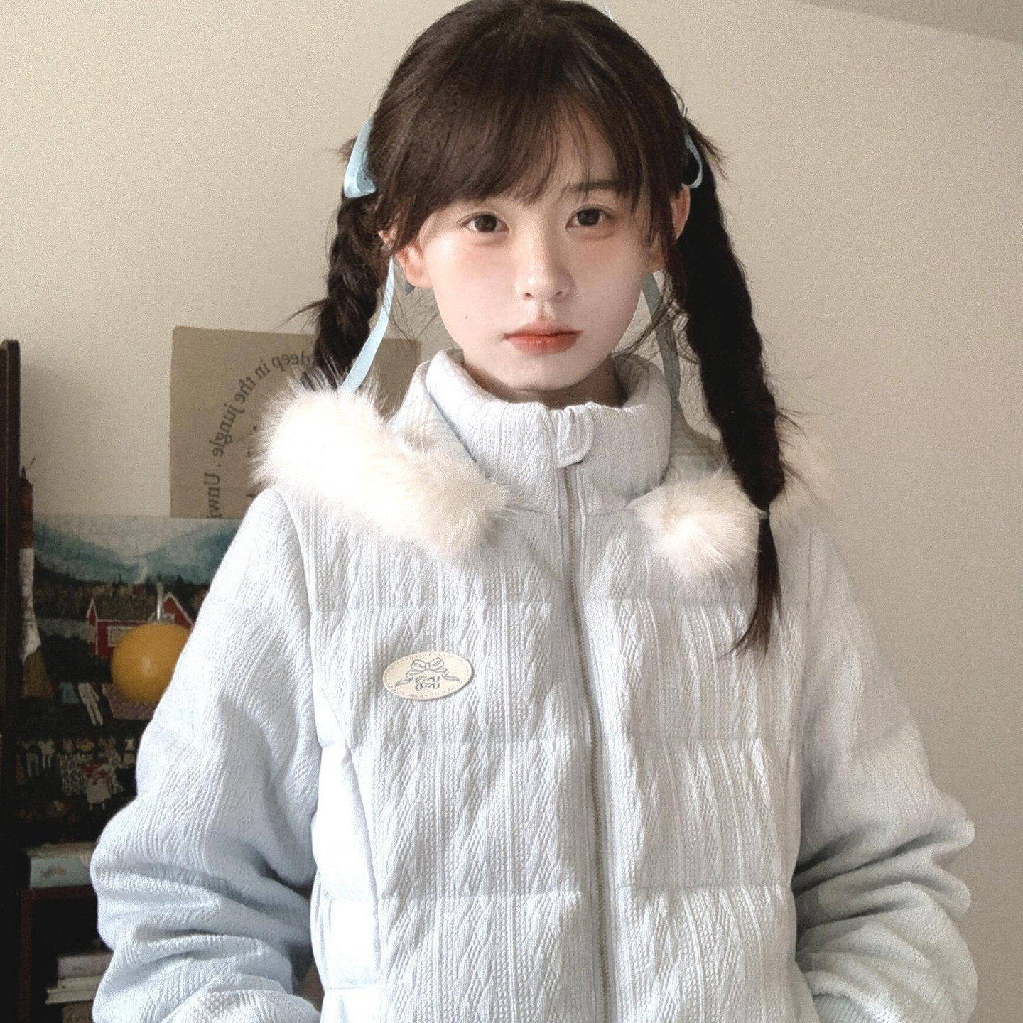 韩系温柔百搭毛织拼接收腰棉服女款冬季加绒加厚短款毛领棉衣外套,个性定制/设计服务/DIY,棉服工装,淘宝优惠券,粉丝福利购,淘宝优惠卷