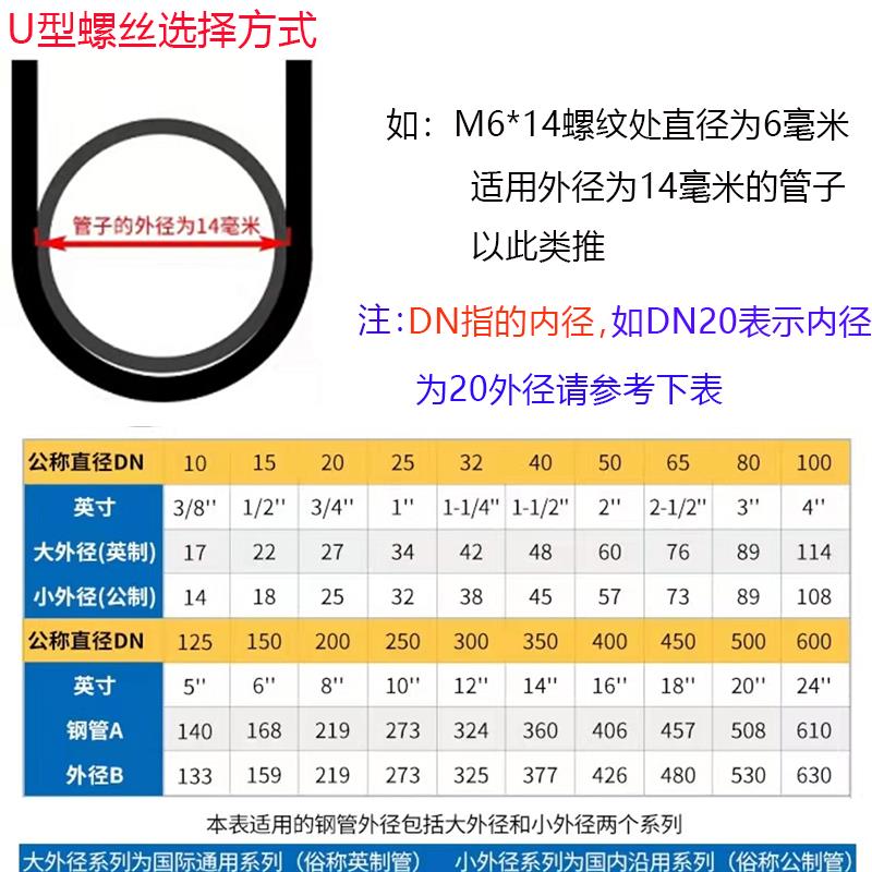 304不锈钢U型螺丝抱箍管卡拍扁u形螺栓管夹固定卡扣双U螺杆M16/M8