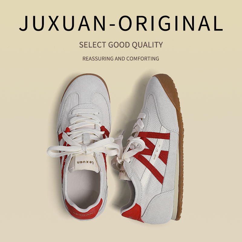 JUXUAN真皮网面阿甘鞋夏季新款