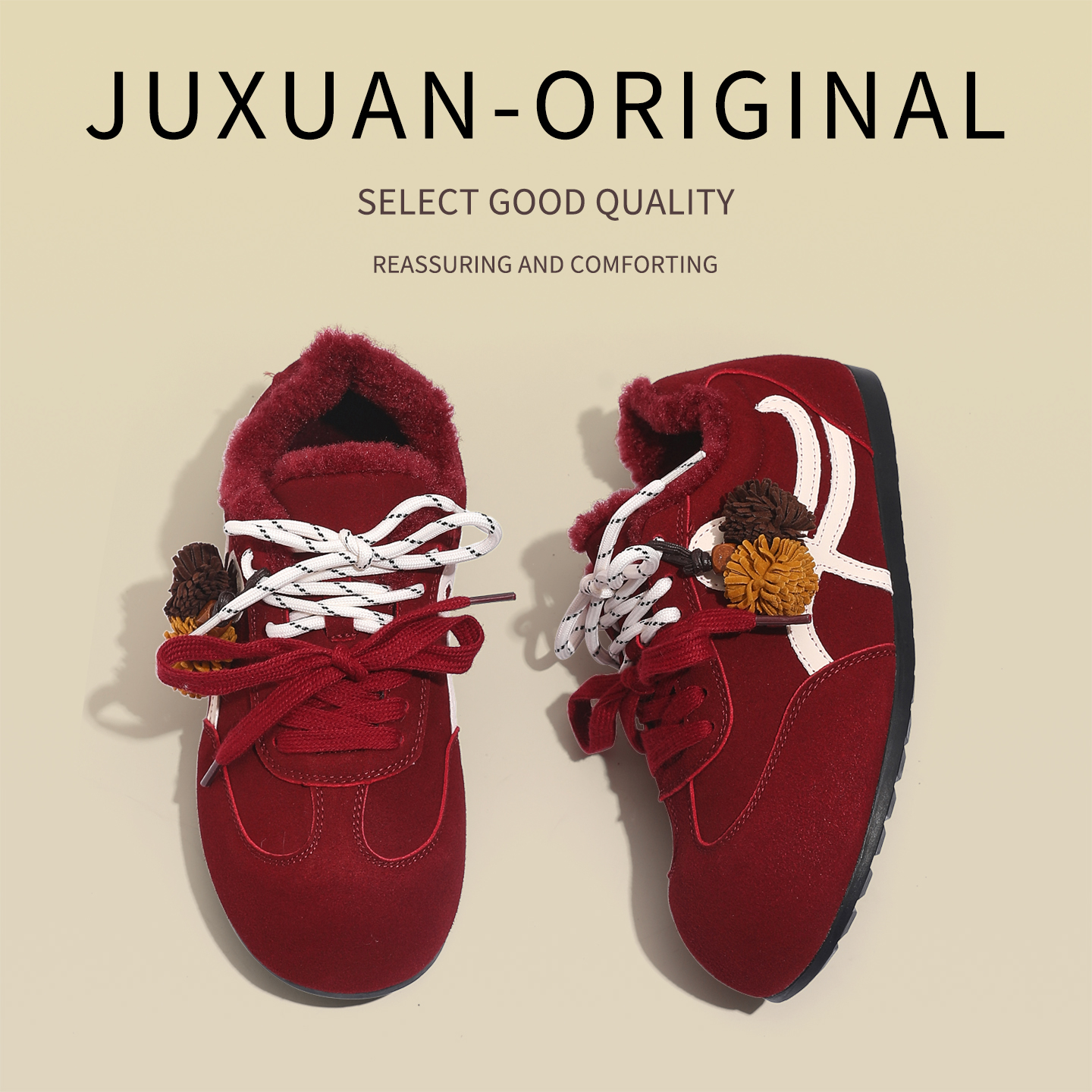 加绒真皮德训鞋女2025新款