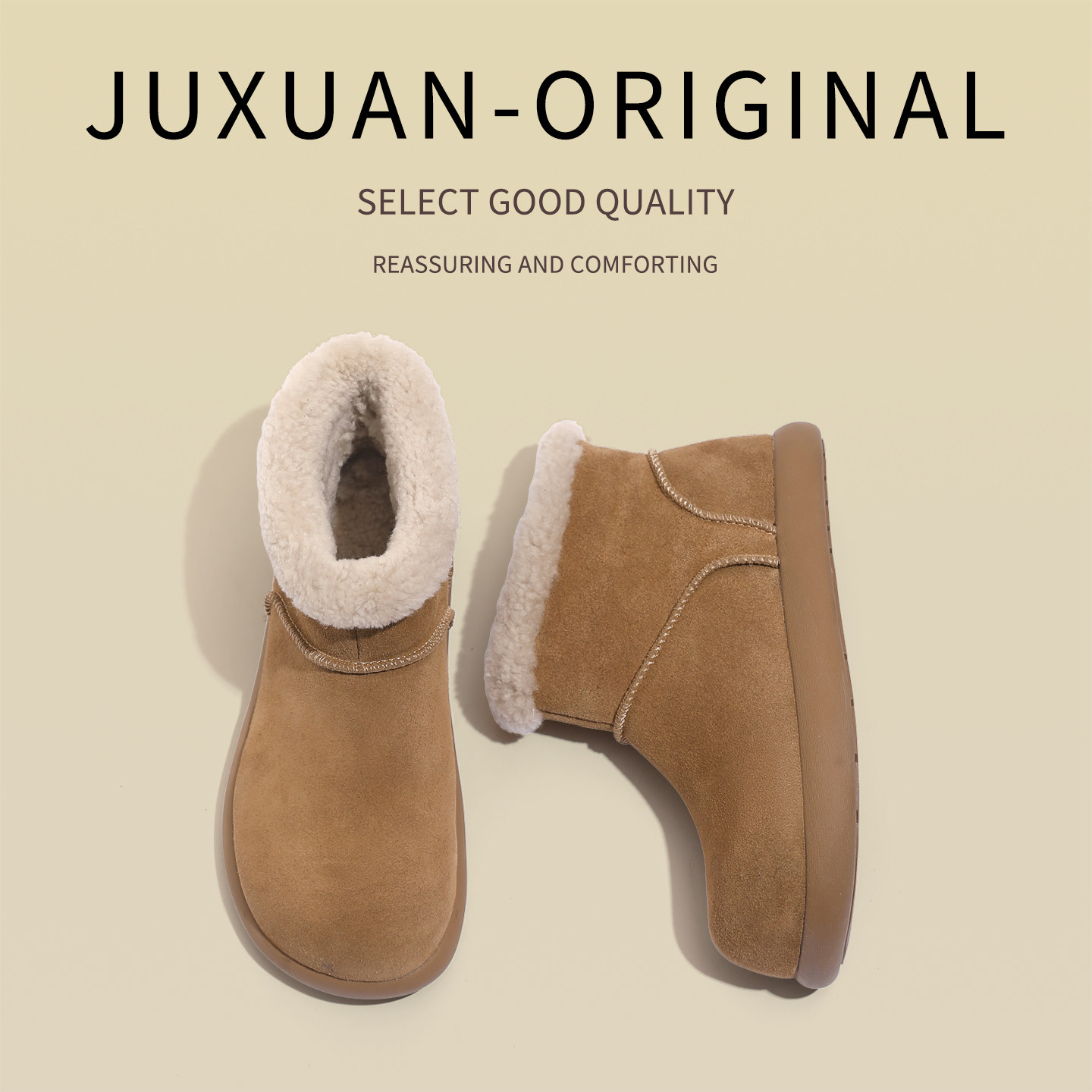 羊皮毛一体短筒雪地靴女