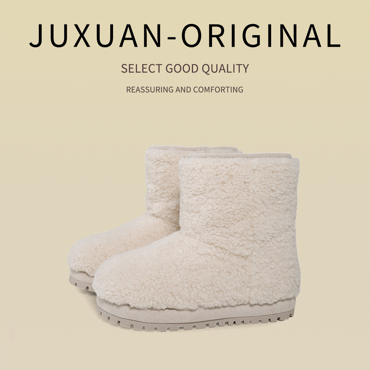 JUXUAN女短筒加绒防滑雪地靴