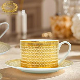 欧式骨瓷咖啡杯碟套装下午茶茶具浮雕金精致杯具结婚乔迁伴手礼盒