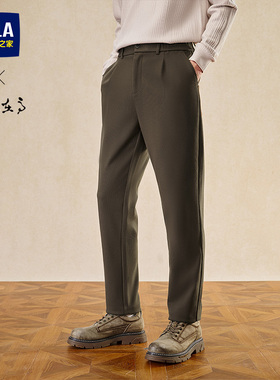 HLA/海澜之家山不在高窄脚休闲裤25新款秋季绒感稍厚时尚锥形裤男
