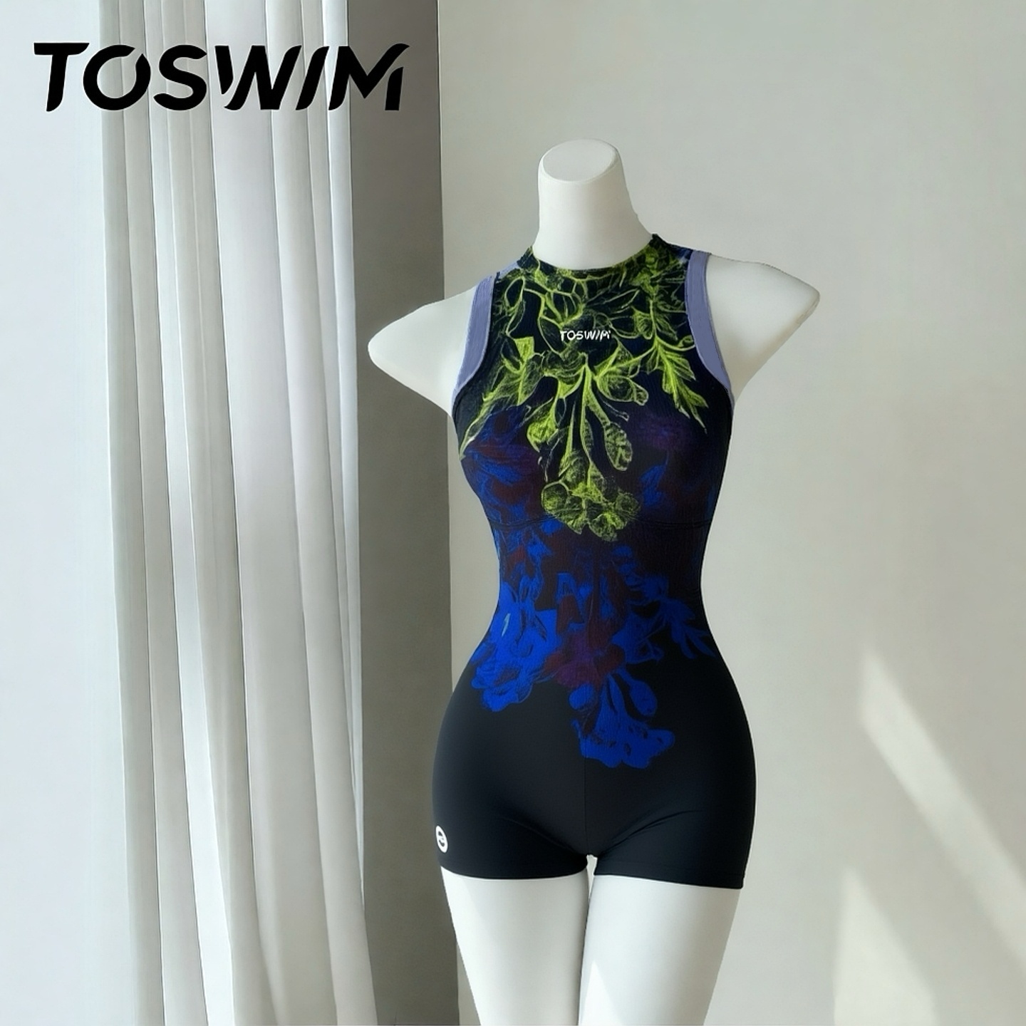 【样衣清仓-青提秘境】TOSWIM拓胜正品泳衣女士连体平角竞速温泉