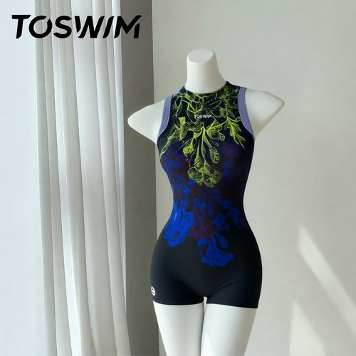 【瑕疵清仓-青提秘境】TOSWIM拓胜正品泳衣女士连体平角竞速温泉