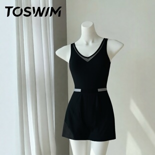 双面半裙 TOSWIM拓胜连体泳衣女无袖 三角可拆卸半裙 样衣清仓