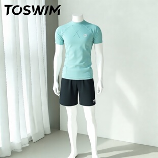 TOSWIM拓胜男士 样衣清仓 沙海绿洲 温泉泳装 游泳上衣速干短袖