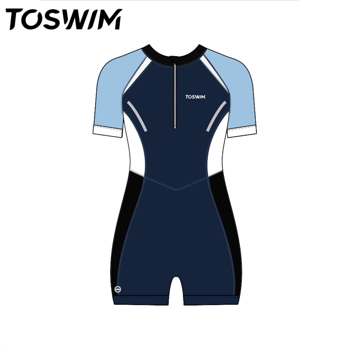 【样衣清仓-湛蓝秘境】TOSWIM拓胜儿童泳衣男童连体平角温泉泳装