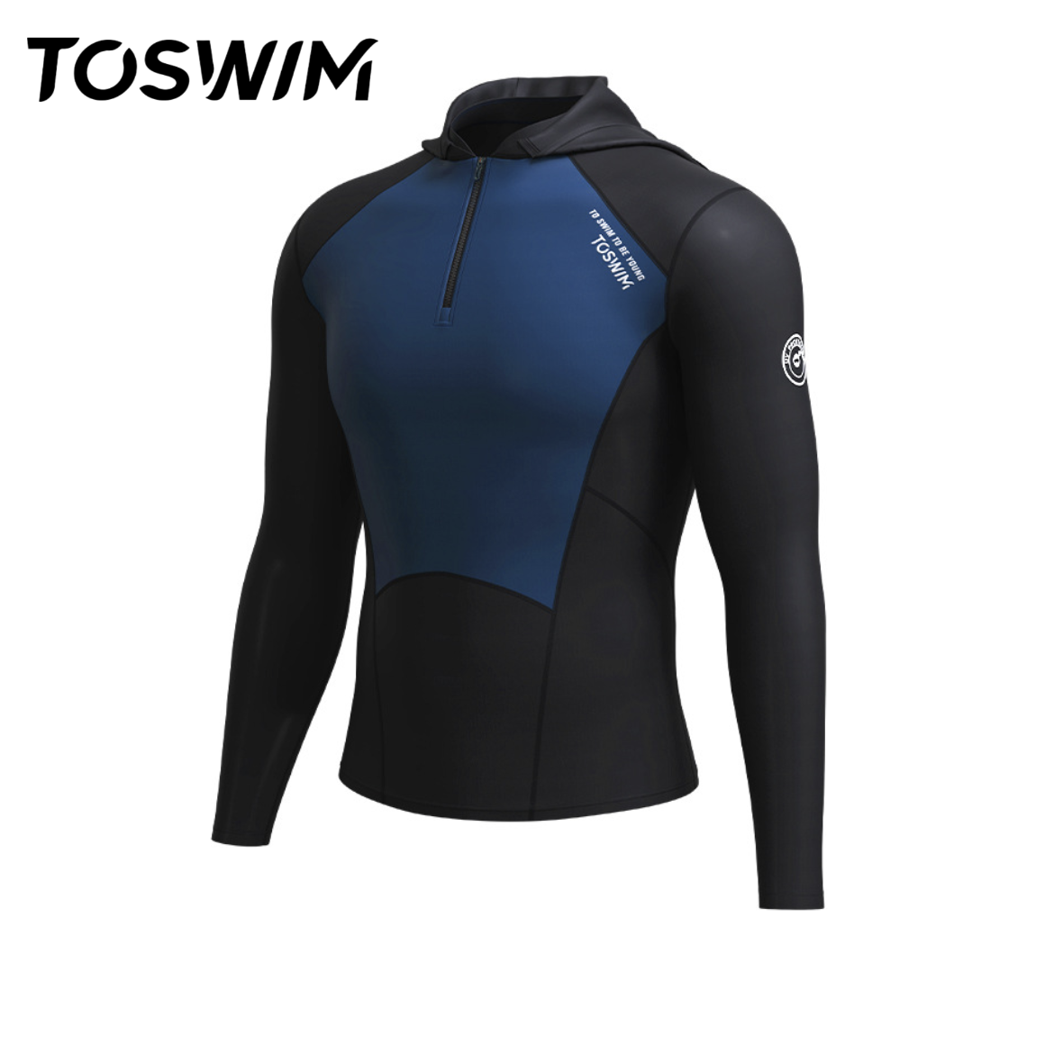 【样衣清仓-深蓝潜水】TOSWIM拓胜正品男士游泳上衣速干防晒温泉