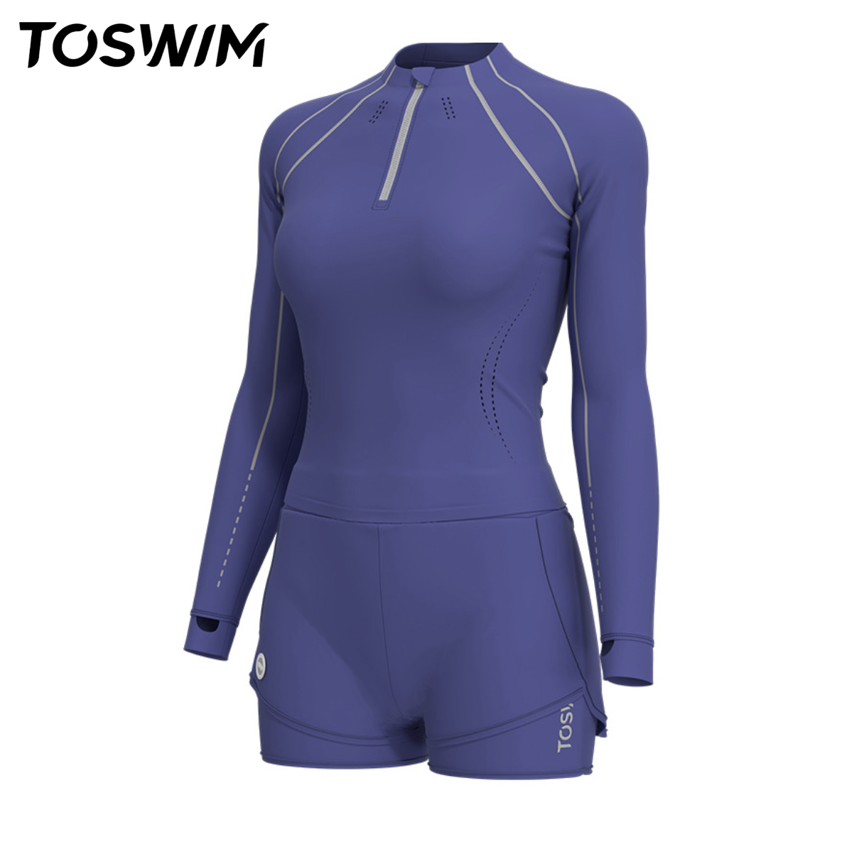 【样衣清仓-蓝夜之舰】TOSWIM拓胜正品分体泳衣女长袖短裤游泳衣