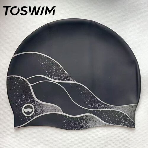 【样品清仓-黑晶银澜】TOSWIM泳帽男女款不勒头长发加大防水硅胶