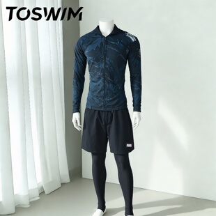 长袖 TOSWIM拓胜泳衣男款 炫光水膜 上衣防晒冲浪服 样衣清仓
