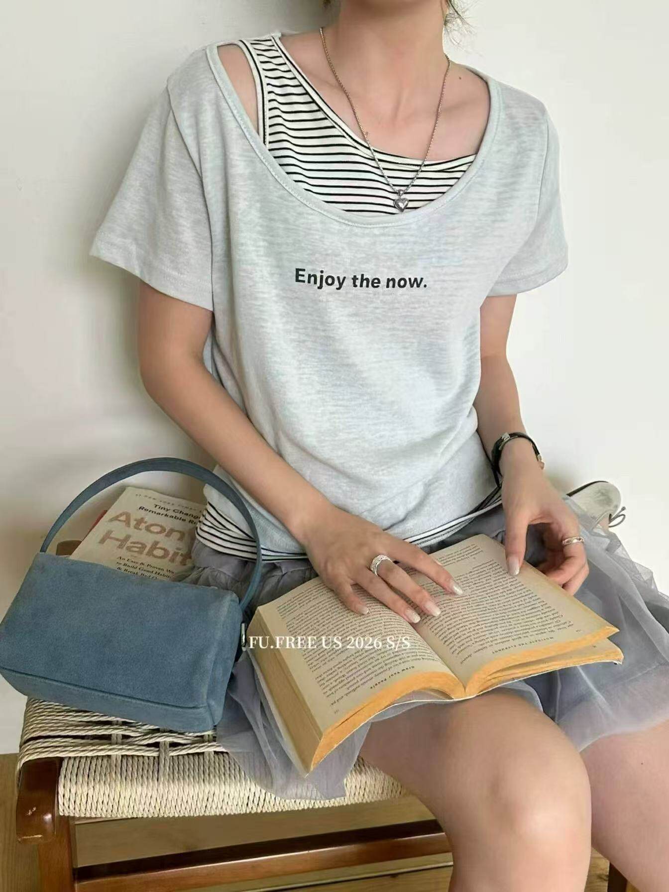 2026新款时尚百搭圆领字母印花超薄雪花棉短袖T恤女上衣潮女夏季