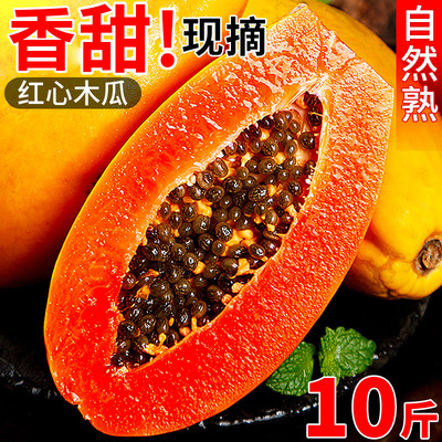 新鲜红心木瓜10斤当季牛奶木瓜水果冰糖心青皮自然熟整箱包邮