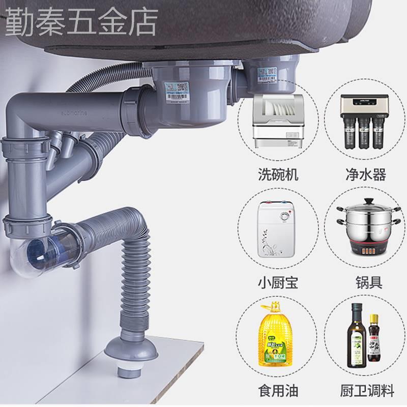 潜水艇洗菜盆下水管单槽厨房排水管双槽洗碗池水槽下水器管子配件