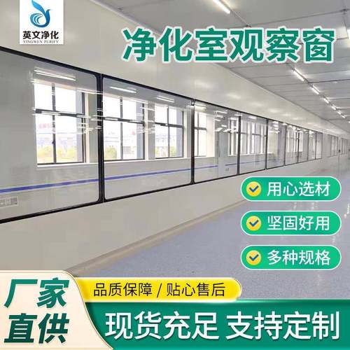 双层中空玻璃窗洁净室无尘车间净化窗观察窗走廊医院隔音固定视窗