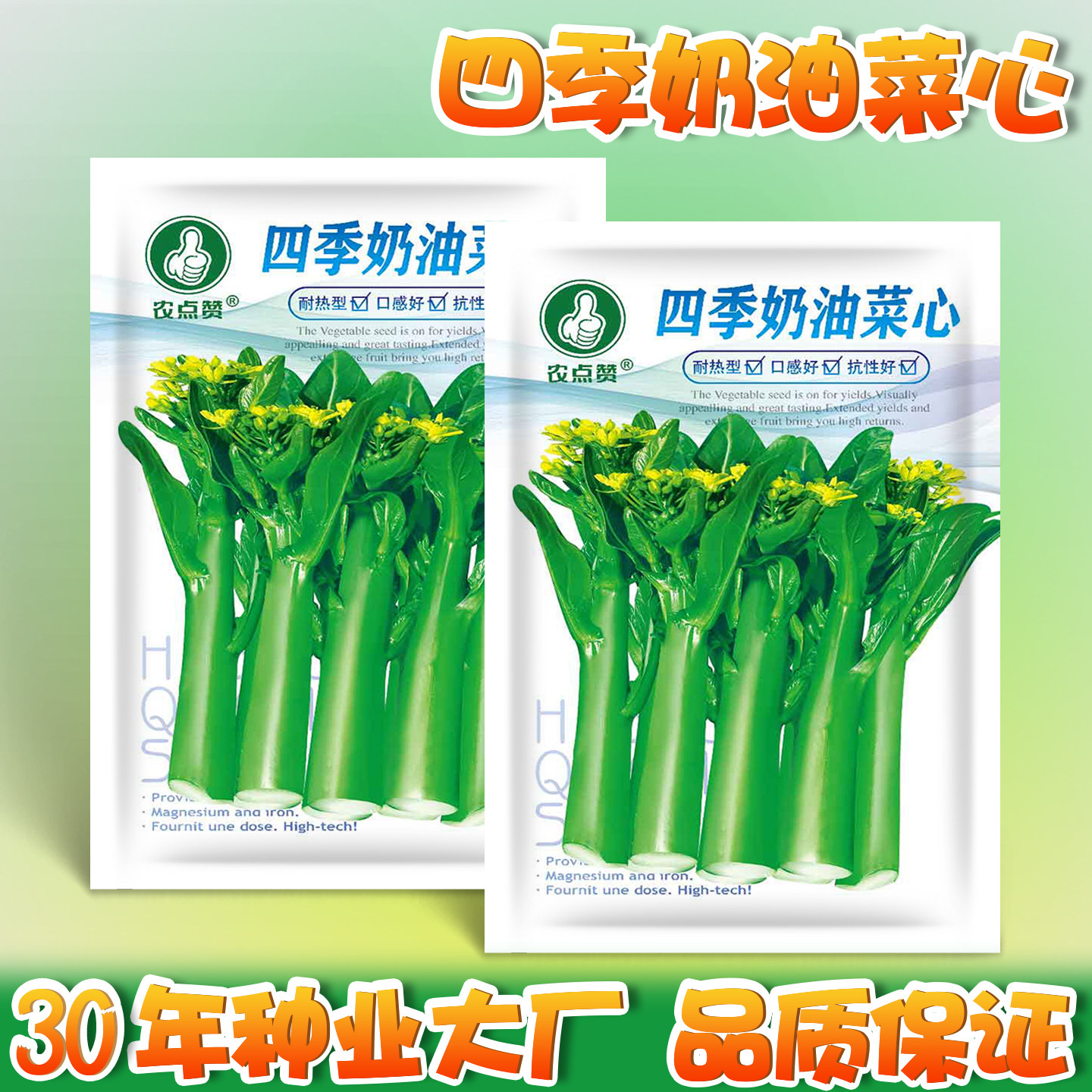广东菜心种籽青菜种子十月红菜苔种孑四季蔬菜籽青翠奶油青菜尖籽