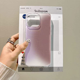 12白底XS 15promax大孔壳14 渐变紫适用于苹果11IMD壳苹果16