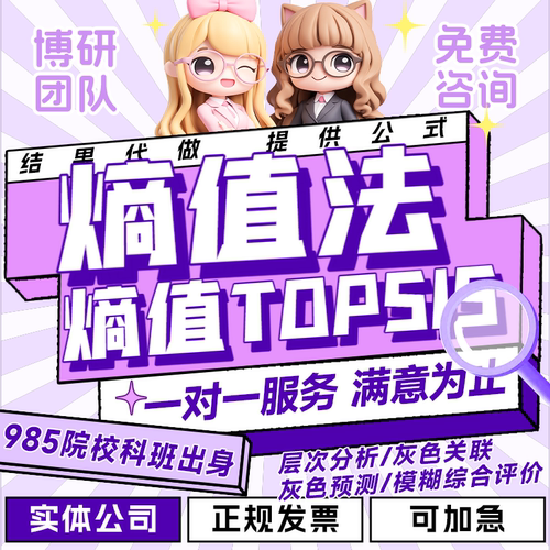 熵值法熵权AHP层次分析法德尔菲法灰色关联预测模糊综合评价帮做
