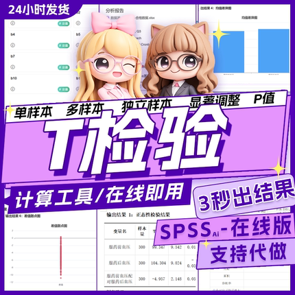 T检验计算软件独立配对单样本t检验t值p值计算显著性调整spss分析