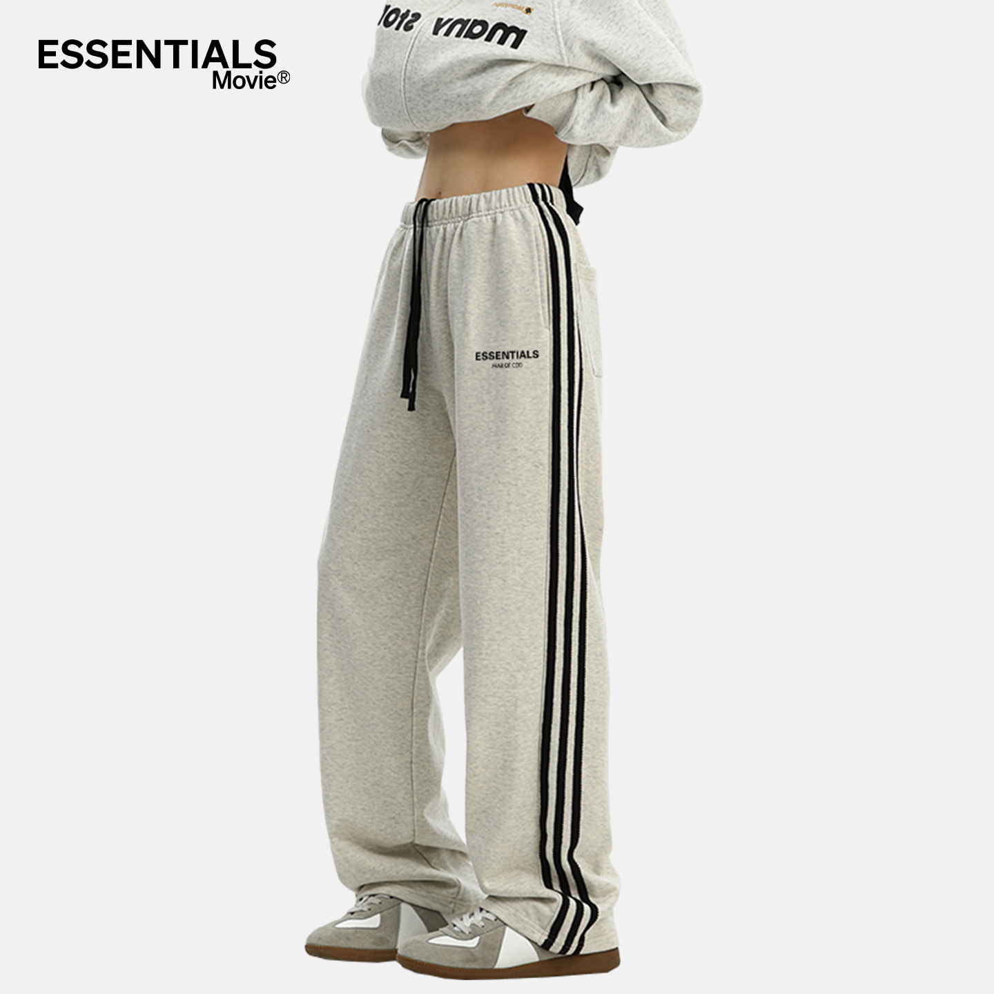 ESSENTIALS官方直筒卫裤男女春秋潮牌cleanfit三条杠休闲运动长裤