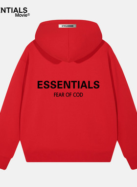 ESSENTIALS MOVIE官方红色连帽卫衣春新年本命年休闲情侣潮牌帽衫