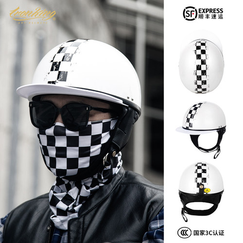 复古摩托车棒球帽头盔