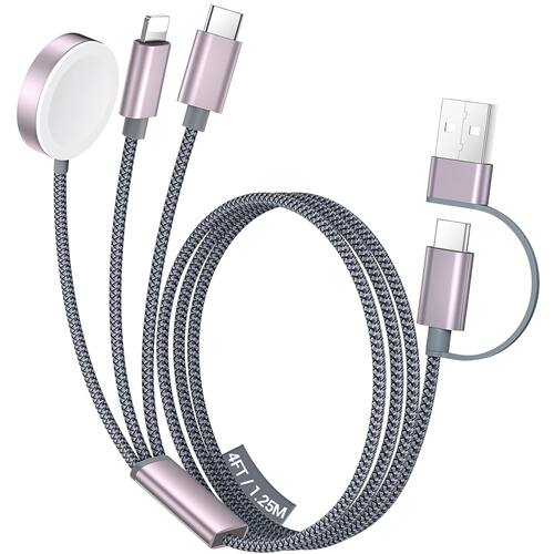 二拖三usb+type c手表iwatch磁吸无线充电器数据线适用苹果iPhone13/14/15/16/17多功能四合一手表充电线