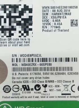 西数4tb绿盘，型号wd40ezrx，4t绿盘监控盘垂直盘，