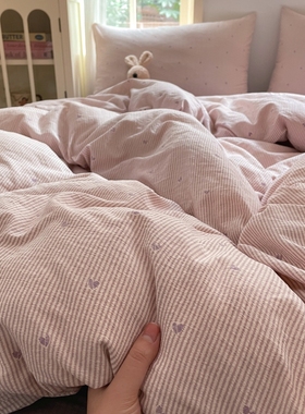 双层纱水洗棉印花单人被套单件被罩床单被单150x200230cm纯棉全棉