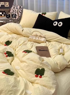 新款毛巾绣水洗棉单人被套单件被罩床单被单150x200230非纯棉全棉