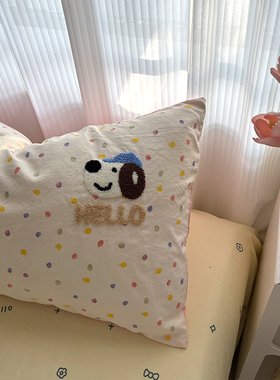 2025新款水洗棉毛巾绣枕套枕头芯套装一对装2非全棉纯棉48cmx74cm